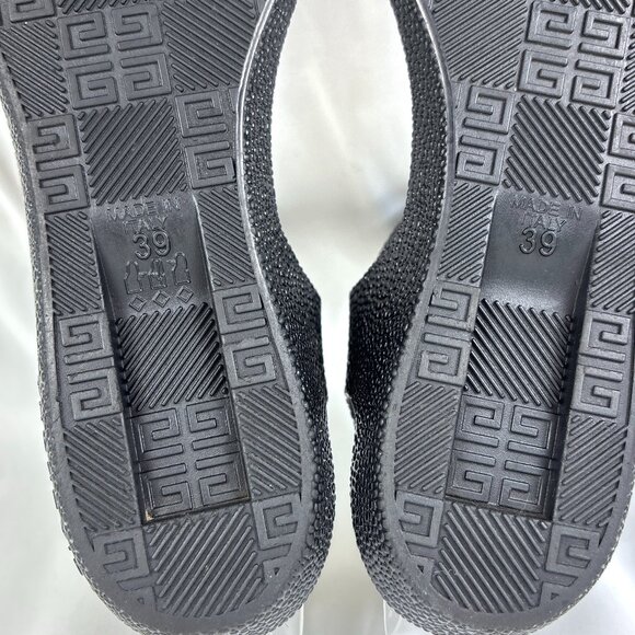 Givenchy Black Rubber‎ Sandals Women’s Size 8 UK39 Textured Strap Jelly Flats - Picture 10 of 15